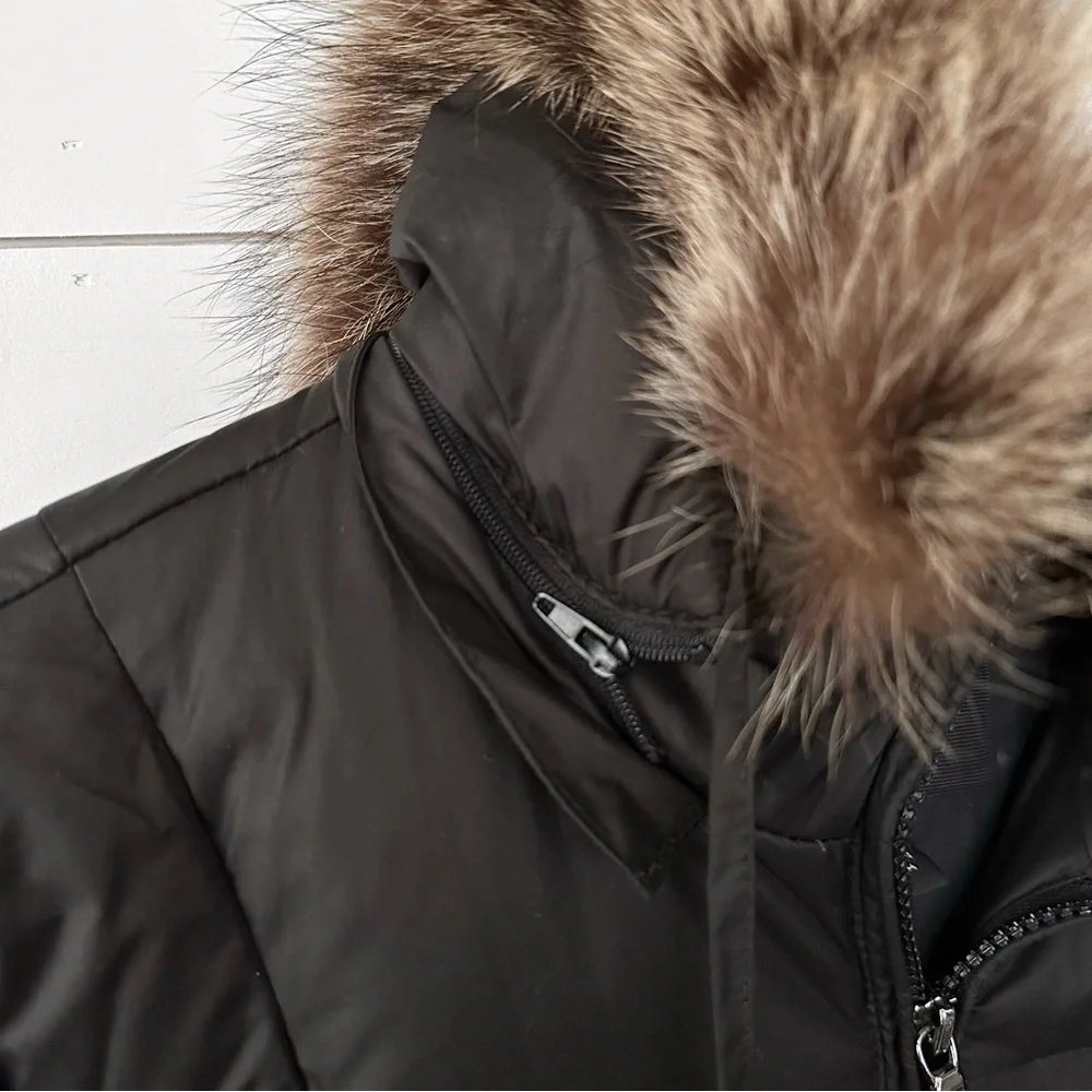 London Fog Women’s Size PXS Longline/Duster Style Black Raccoon Fur Winter Coat - Picture 9 of 11